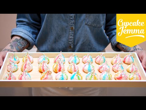 Circus Rainbow Marshmallow Meringues Recipe | Cupcake Jemma